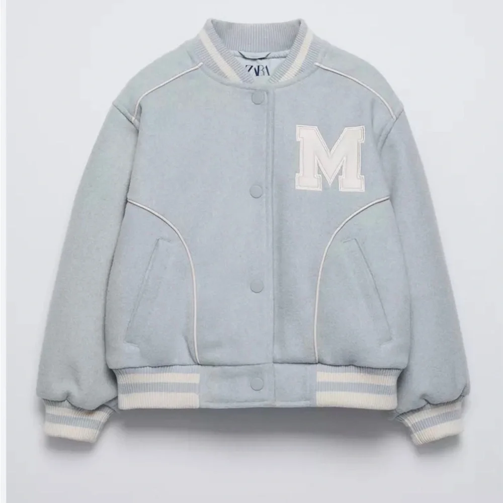 Zara Kids Pastel Blue Varsity Jacket - Picture 1 of 4